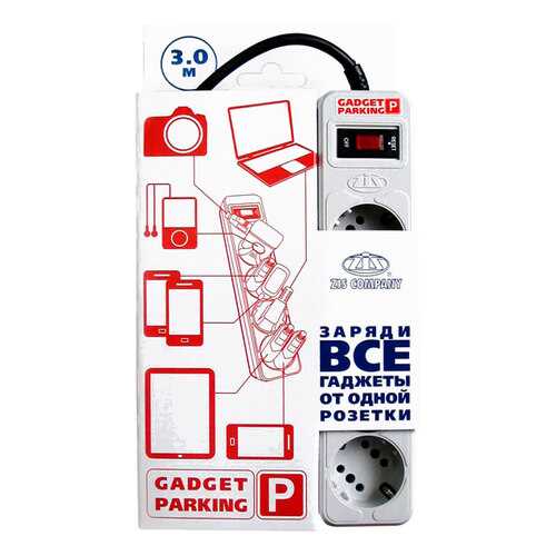 Удлинитель Gadget Parking, 4 розетки, 3 м, Grey в Онлайн Трейд